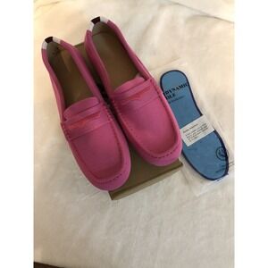 New JBB Womens Flat Shoes 8.5 Knit Driving Loafer Pink Slip On Casual Walking